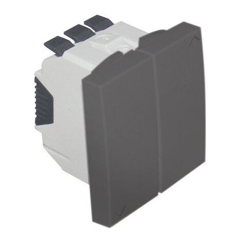 Poussoir double va-et-vient de persienne 2 modules noir mat