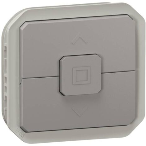 Poussoir étanche pour commande par automatisme de moteur de volets roulants Plexo avec enjoliveur gris LEGRAND 069539L