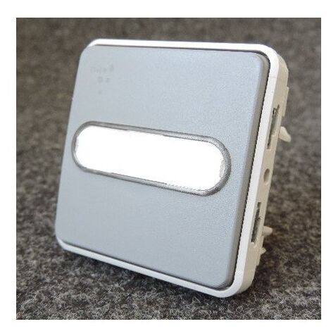 Poussoir lumineux porte-étiquette contact NO étanche IP55 10A gris Plexo composable LEGRAND 069543