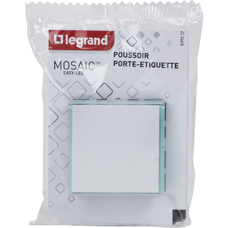 Bouton poussoir avec porte-étiquette Easy-Led 6A 2 modules à composer - Mosaic - Blanc Legrand