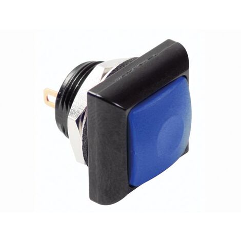 POUSSOIR MTALLIQUE CARR AVEC CAPUCHON BLEU - 1P SPST OFF-ON