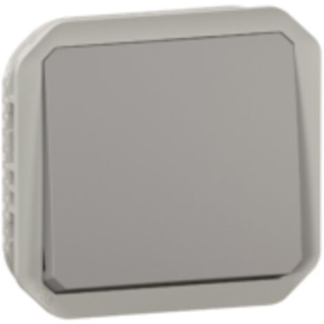 Poussoir NO étanche Plexo 10A avec enjoliveur finition gris LEGRAND 069540L