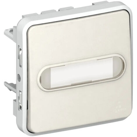 Poussoir NO lumineux - Avec porte-étiquette - Composable - Blanc - Plexo - 69633 - Legrand