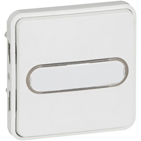 Poussoir NO lumineux avec porte étiquette Plexo composable IP55 10A blanc Artic antimicrobien (070733)