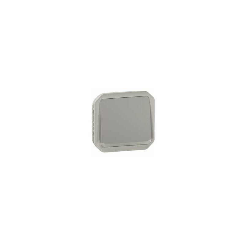Poussoir no lumineux avec voyant étanche plexo 10A IP55 IK08 avec enjoliveur - finition gris Legrand LEG069542L