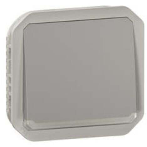 Poussoir NO lumineux Plexo composable - Gris - Etanche IP55 IK08 - Legrand