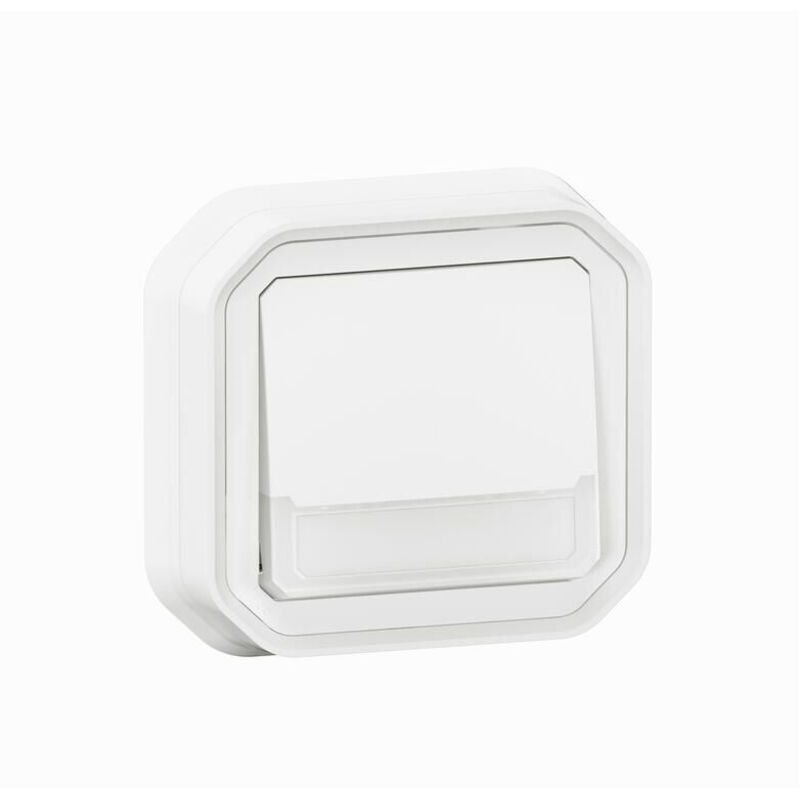 Legrand - Poussoir NO-NF lumineux porte-étiquette Plexo complet encastré et griffes - Blanc
