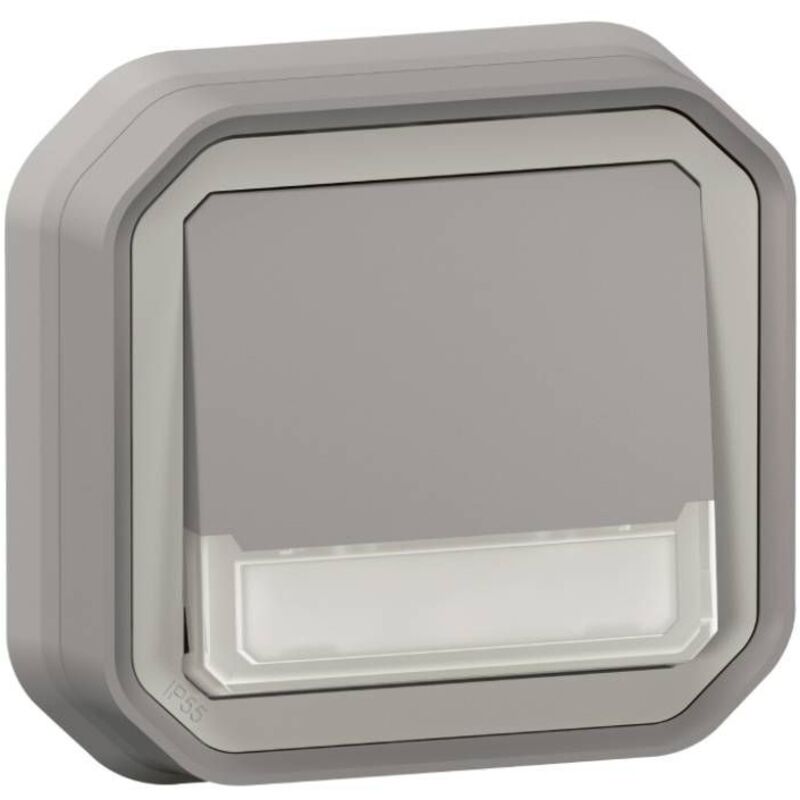 Legrand - Poussoir inverseur no-nf lumineux avec voyant étanche et porte-étiquette plexo complet pour fixation en encastré - gris