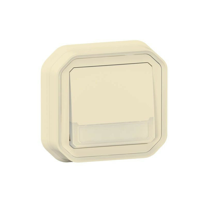 Legrand - Poussoir no-nf lumineux porte-étiquette Plexo complet encastré sable (069829L)