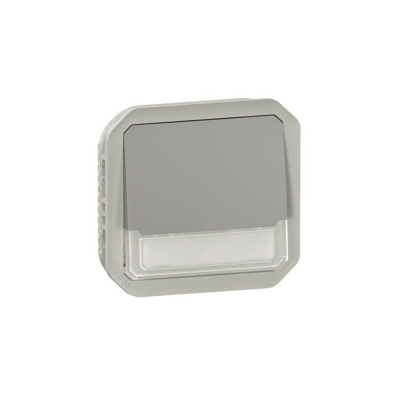 Legrand - Poussoir no-nf lumineux porte-étiquette Plexo composable gris (069544L)