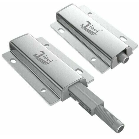 Poussoir Porte Placard 2 Pièces Push to Open Aimant Poussoir Tiroir Push Pull Porte Open Amortisseur pour Armoire Fermeture Systeme Tiroir-Aluminium
