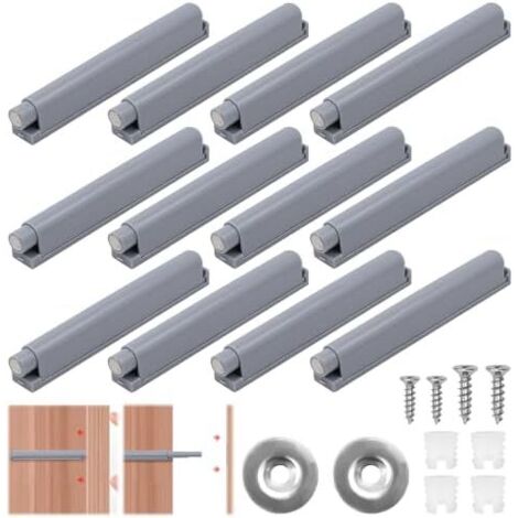 Poussoir Porte Placard Push to Open, Lot de 12 Ouvertures à Pression pour Meubles sans Poignées, Loquet Magnétique Cuisine et Armoire -