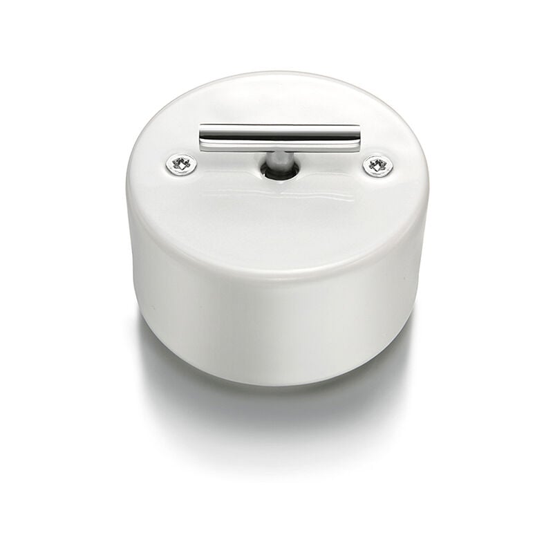 Fontini - Poussoir rotatif metal chrome porcelaine blanche do