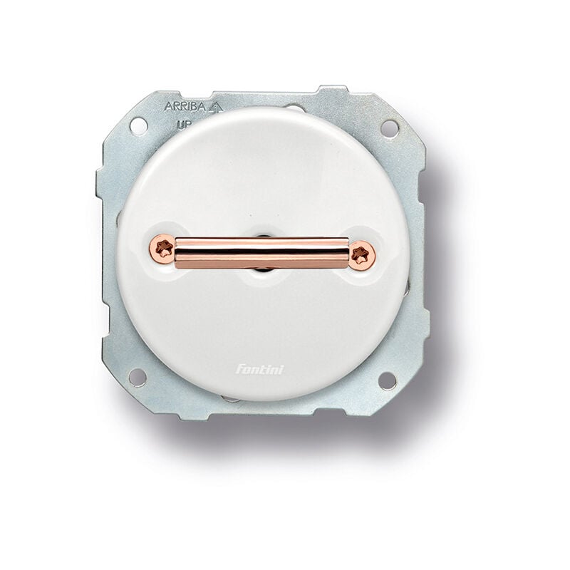 Fontini - Poussoir rotatif métal cuivre brillant porcelaine blanche do low