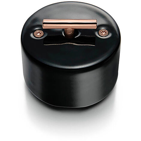 Poussoir rotatif metal cuivre brillant porcelaine noire DO - FONTINI