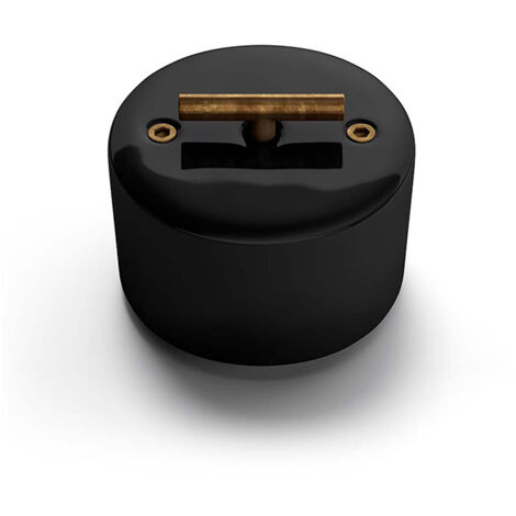 Poussoir rotatif metal laiton vielli porcelaine noire DO - FONTINI