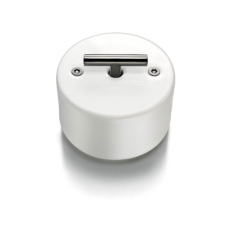 Fontini - Poussoir rotatif metal nickel blanc porcelaine blanche do