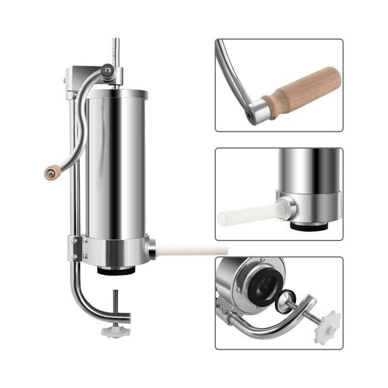 Haloyo - Poussoir à Saucisses Viande 3L Machine à Saucisse Remplissage de Saucisse en Acier Inoxydable avec 4 x Tubes