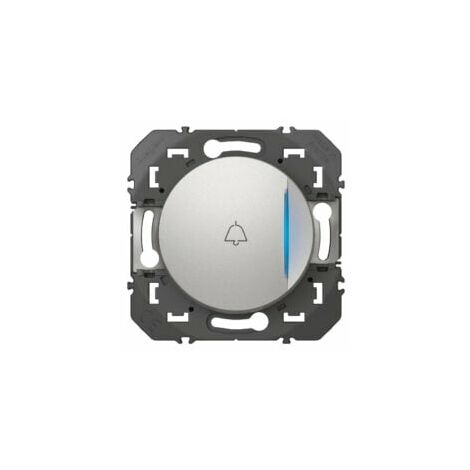 Poussoir simple avec voyant lumineux et marquage sonnette Dooxie 6A - 250V - Finition alu - 600118 - Legrand