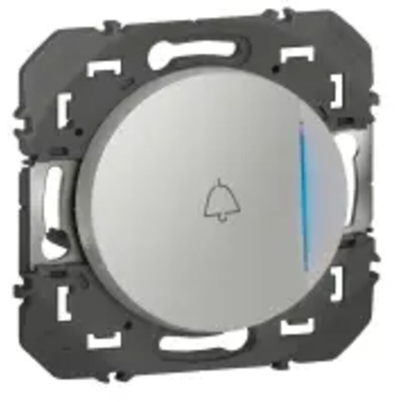 Poussoir simple avec voyant lumineux et marquage sonnette dooxie 6A 250V finition alu (600118)