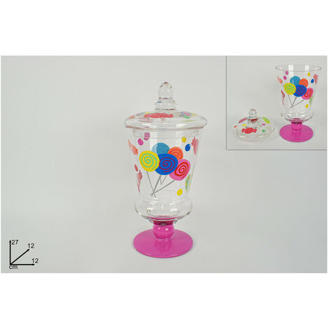 POUTICHE VETRO DIMENSIONE 27CM CON DISEGNI CARAMELLE
