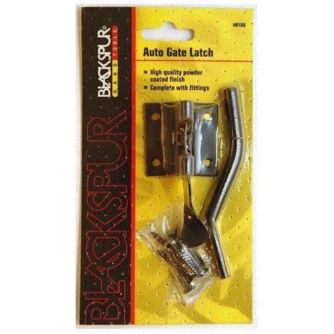 Powder Coated Auto Gate Latch - Black Lock Shed Garden Catch Galvanised Screws