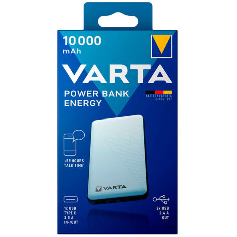 Power Bank Energy 10.000ma Varta 100/240v 73x15x138mm