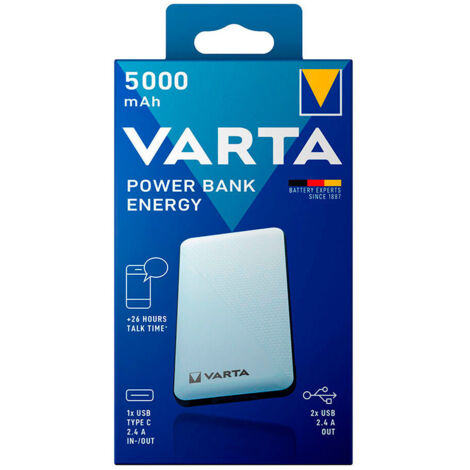 Power Bank Energy 5000ma Varta 100/240v 74x11x138mm