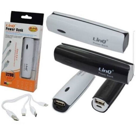 Power Bank External Batteria 3200 Mah With Acvo 3 In 1 Linq D-015