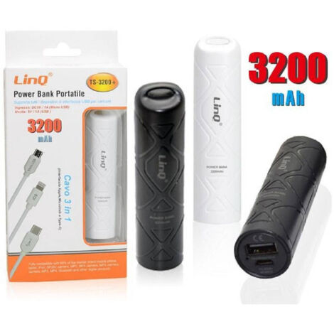 Power Bank Portable Rechargeable External Battery 3200mah With Cable 3in1 Ts-3200+