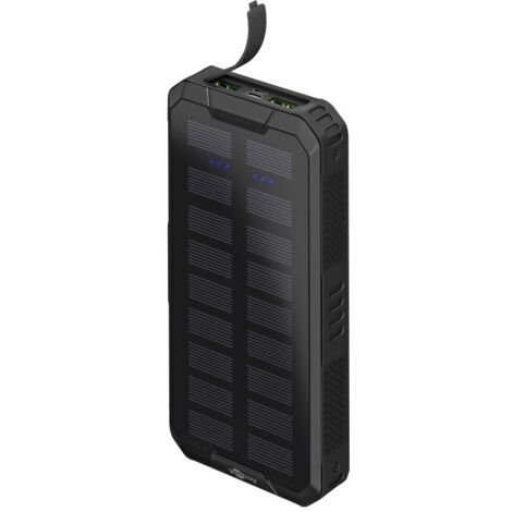 Power bank solaire 20.000 mAh – Charge rapide 18 W – Panneau solaire intégré – Résistant aux terrains difficiles – Goobay