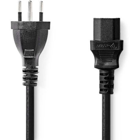 Power cable ch type 12 iec 320 c13 straight straight nickel plated 200 m round pvc black label