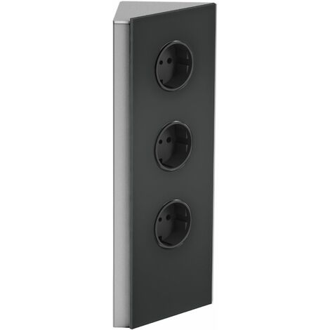 Power Eck G Edelstahl/Glas schwarz, 3x Schukosteckdose