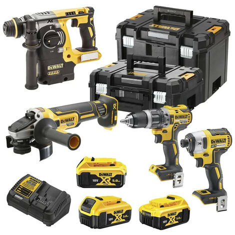 Power Kit Dewalt Martillo + Taladro + Amoladora + Atornillador Impacto a batería DCK422P3T
