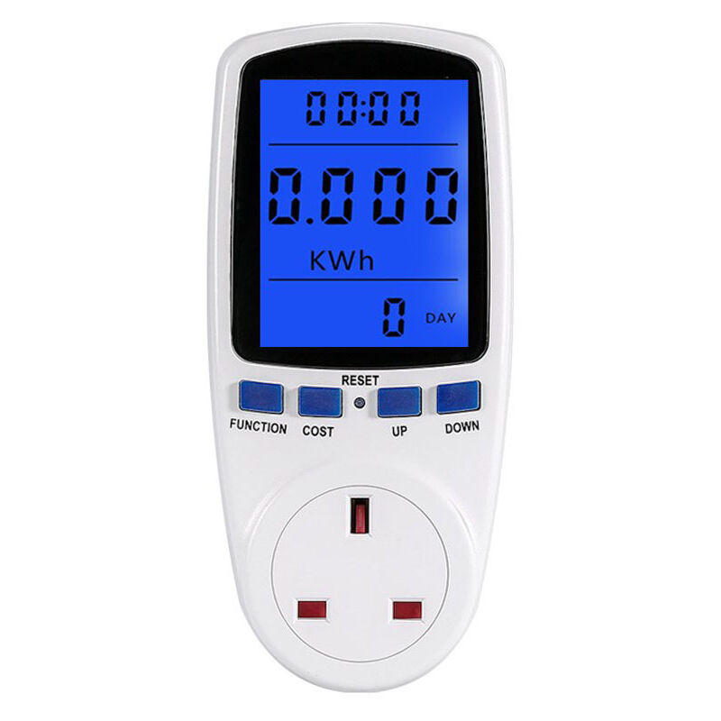 Power Meter Plug Energy Monitor Backlight LCD Display Electricity Usage Monitor Consumption Analyzer Blue backlight