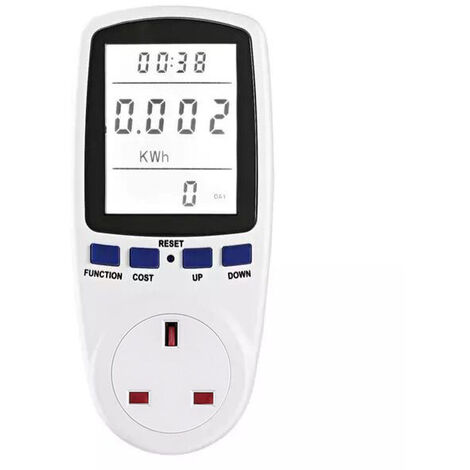 Power Meter Plug Energy Monitor Backlight LCD Display Electricity Usage Monitor Consumption Analyzer White backlight