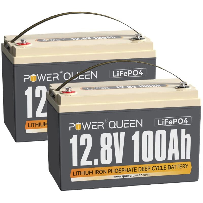 Batterie Lithium 12V100Ah 1280Wh Rechargeable LiFePO4 Power Queen bms 100A, 4000-15000 Cycles, Pour Camping Car, Caravane, solaire, Hors réseau,