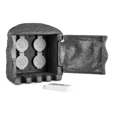 Power Rock Rocher multiprise de jardin 1,5m télécommande 4 ports foncé