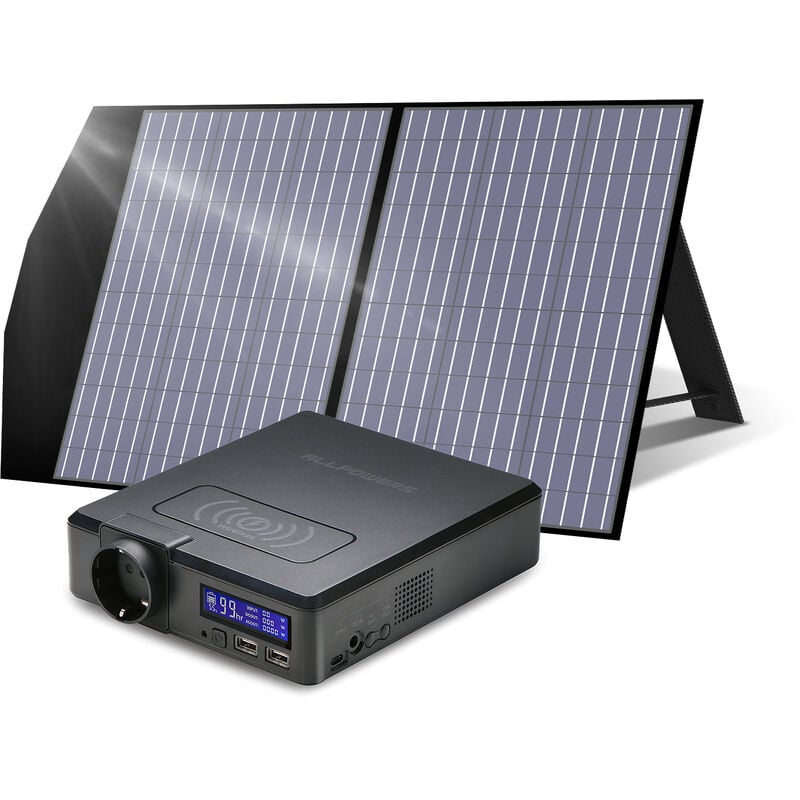 Power Station Solar Generator ac Power Bank 200W 154Wh with 100 w Solar Panel for Outdoors Camping Travel Emergency Allpowers S200