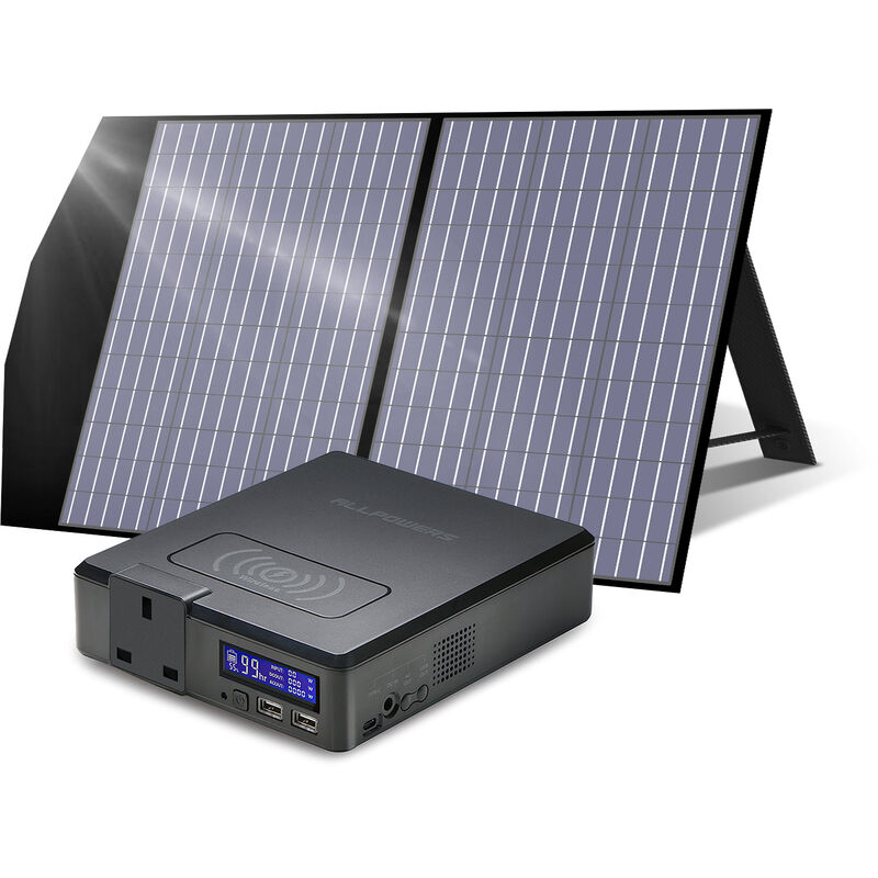 Allpowers - Power Station Solar Generator ac Power Bank 200W 154Wh with 100 w Solar Panel for Outdoors Camping Travel Emergency S200