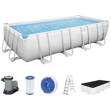 Power Steel™ Frame Pool Komplett-Set mit Filterpumpe 549 x 274 x 122 cm , lichtgrau, eckig