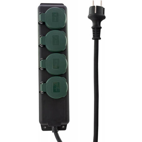 Power Strip 4 Salidas 1,4 M SW-GN IP44 con cubierta con bisagras (por 3)