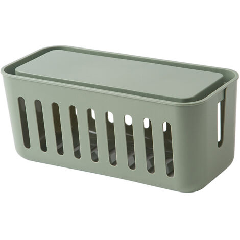 Power Strip Storage Box Hollow Heat Dissipation Simple 6 Charging Hole Cord Cable Container for Home Pea Green