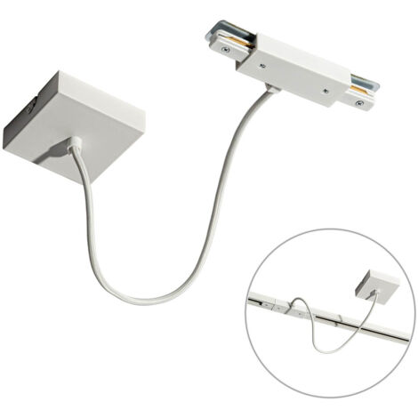 Power Supply with Square Mounting Plate for 1-Phase Track White - Iconic