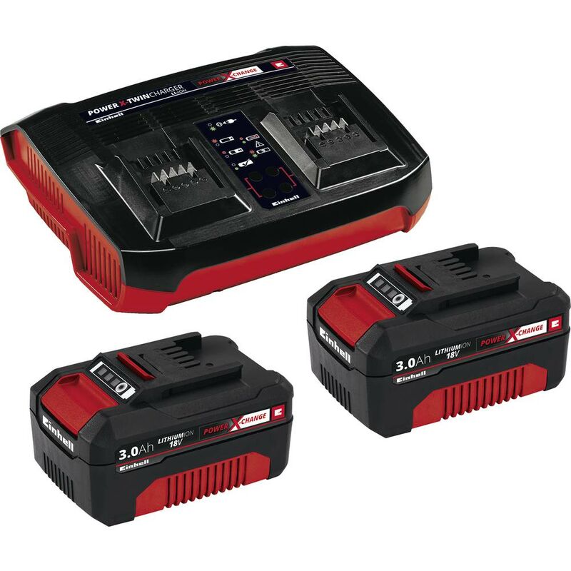 Image of Einhell Power X-Change 2x 3Ah & Twincharger Kit 4512083 Batteria dellutensile e caricabatterie 18 V 3 Ah Li-Ion