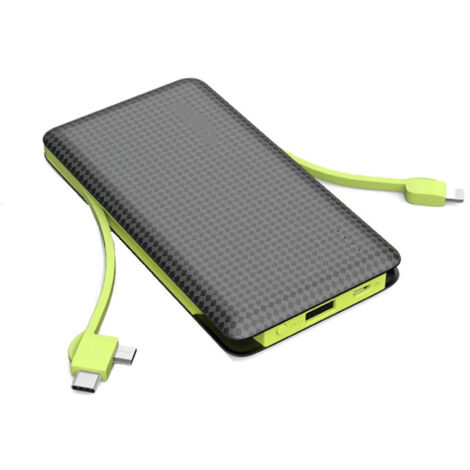 Powerbank 10000mah Q-a134 2 Câbles Connecteurs Micro Usb Lightning Type-c Chargeur