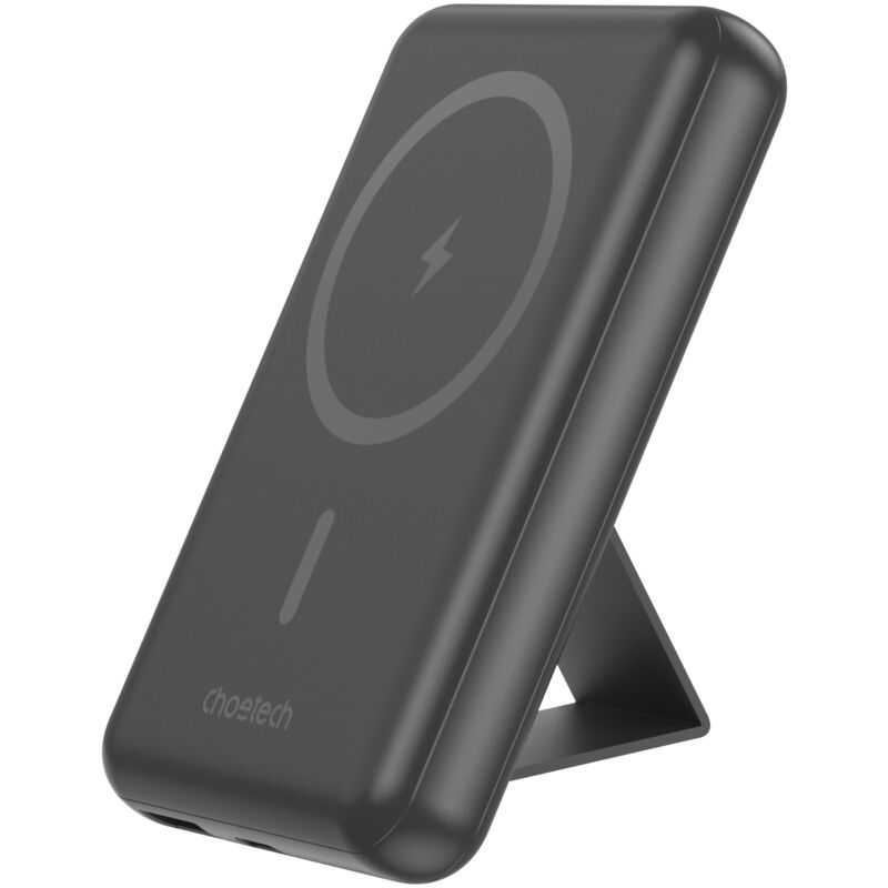 Powerbank 10000mAh sans fil MagSafe USB-A USB-C fonction support noir