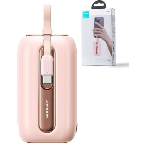 Powerbank 10000mAh Serie Colorida 22.5W con Cables USB-C y Lightning para iPhone Rosa