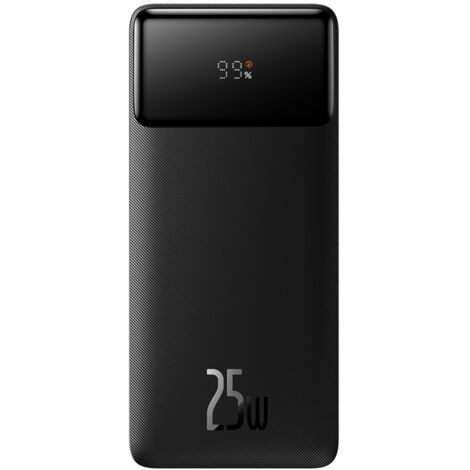 Powerbank 20000 mAh USB / USB C 25 W PD QC + USB C 60 W Kabel Baseus Bipow – Schwarz