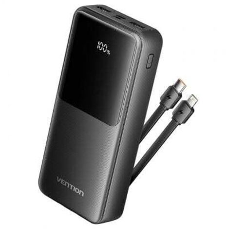 Powerbank 20000mAh Vention FHPB0/ 22.5W/ Negra/ Incluye Cable USB TIpo-C y Lightning